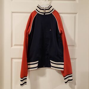 Tommy Hilfiger Boy's Orange Navy Polyester Bomber Jacket - Size XS or 4/5